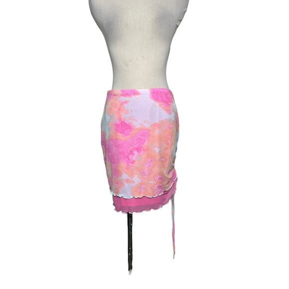 Wild fable pink orange print mesh lined mini skirt size small - Picture 7 of 8